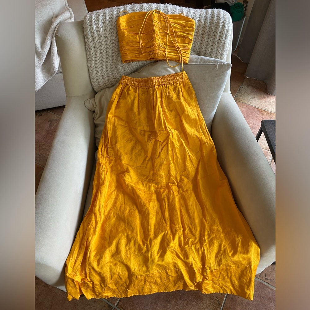 J. Crew Collection Gold Silk 2 Piece Set